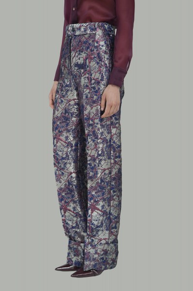 Pantalone in broccato floreale FW25P03 03